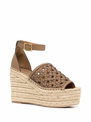 Tory Burch - BASKETWEAVE CALFSKIN WEDGE ESPADRILLE SANDAL