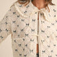 Mable - Bow Embroidered Quilted Sherpa Jacket