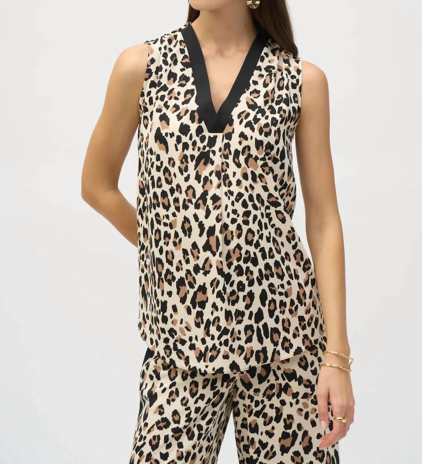 Joseph Ribkoff - Animal Print V-neck Sleeveless Top