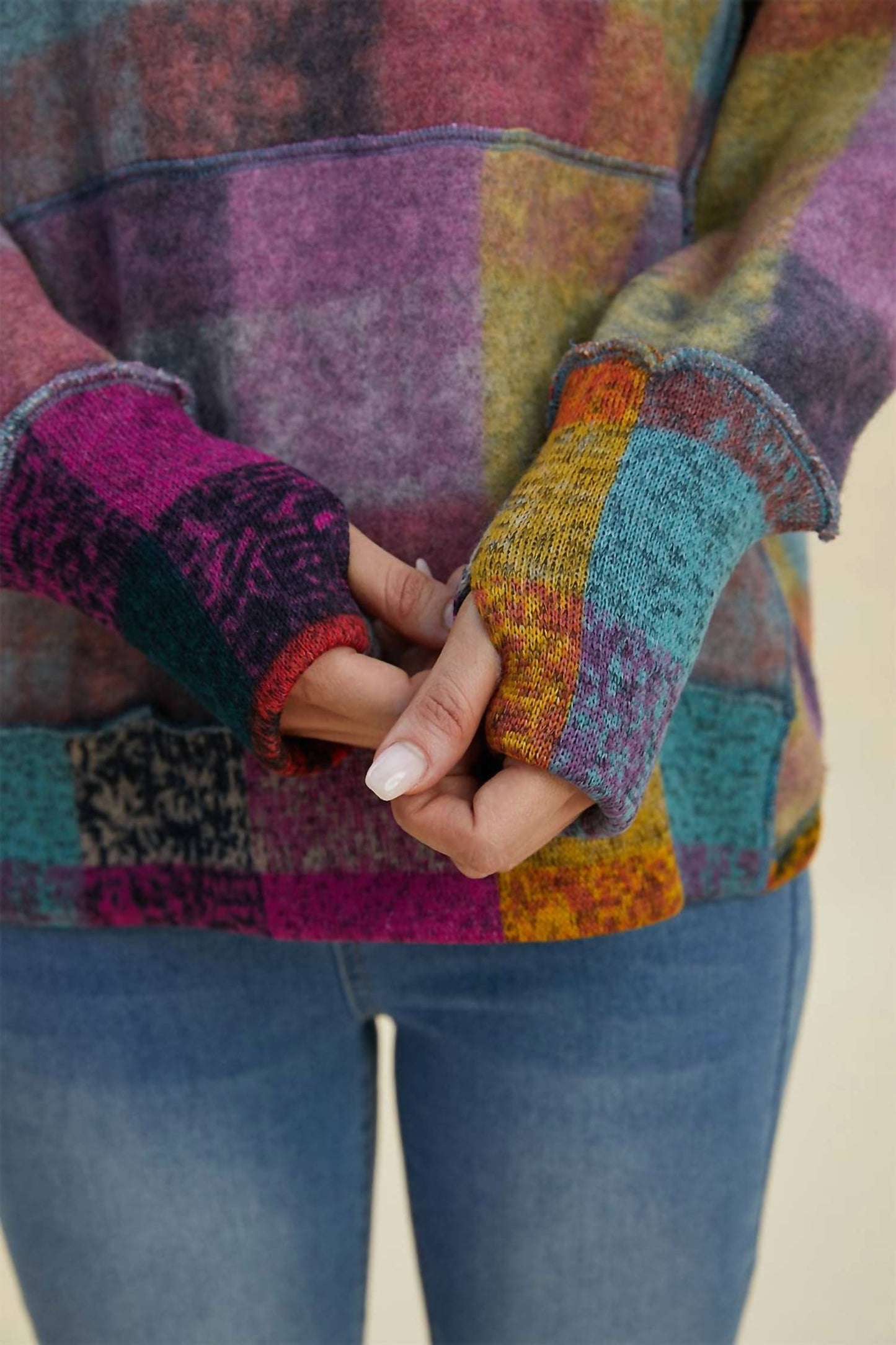 Double Take - Cozy Plaid Oversized Hoodie