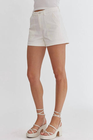 Entro - High Waisted Denim Shorts