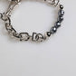 Dolce & Gabbana - Women's Tone Chain Lobster Clasp Logo Gray Pearls Bracelet