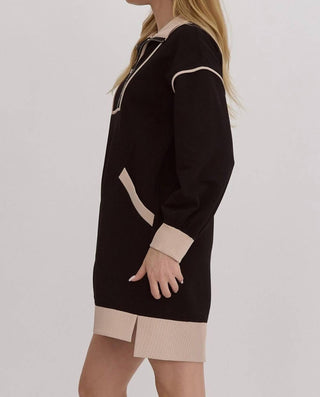 Entro - Long Sleeve Half Zip Short Dress