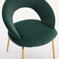 Velvet Fabric Dining Chair with Curved Backrest and Golden Metal Legs
