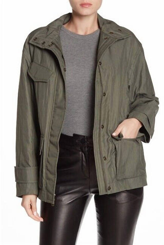 Vince - Army Green Jacket Drawstring Waist Anorak Flap Pockets