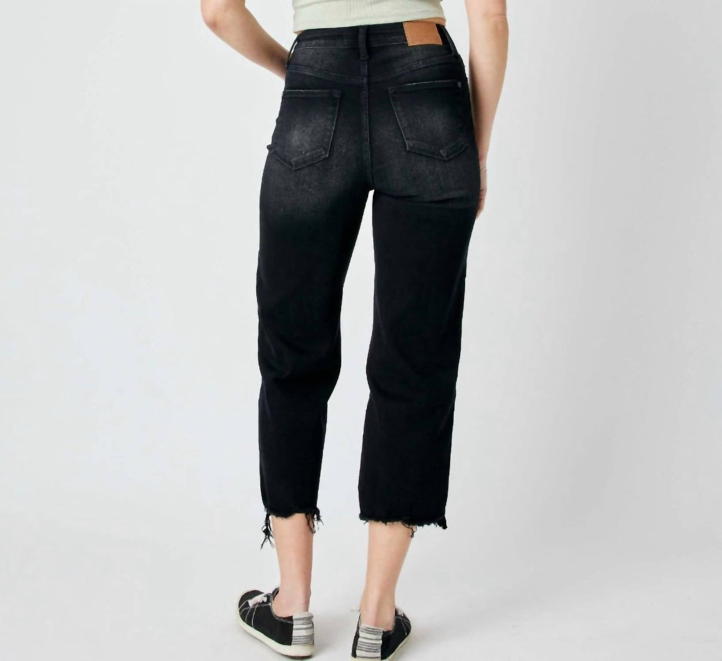Judy Blue - Tara Ripped Raw Hem Crop Wide Leg Jeans