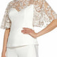 Adrianna Papell - Bell Sleeve Zipper Back Illusion Embroidered Crepe Top