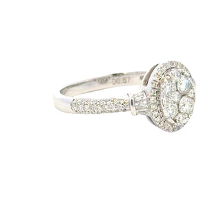 Aamiaa - 1.33 Carat Natural Diamond Oval Cluster Halo Engagement Ring - Size 6.5