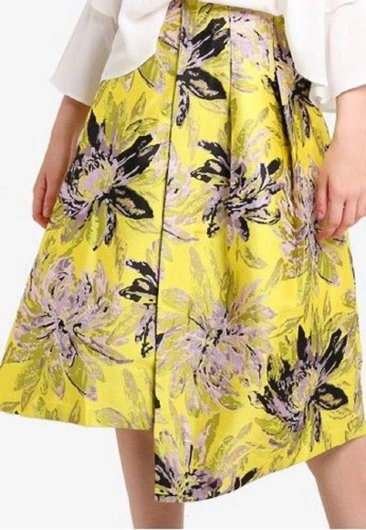 Topshop - Jacquard Floral Midi Asymmetrical Midi Skirt