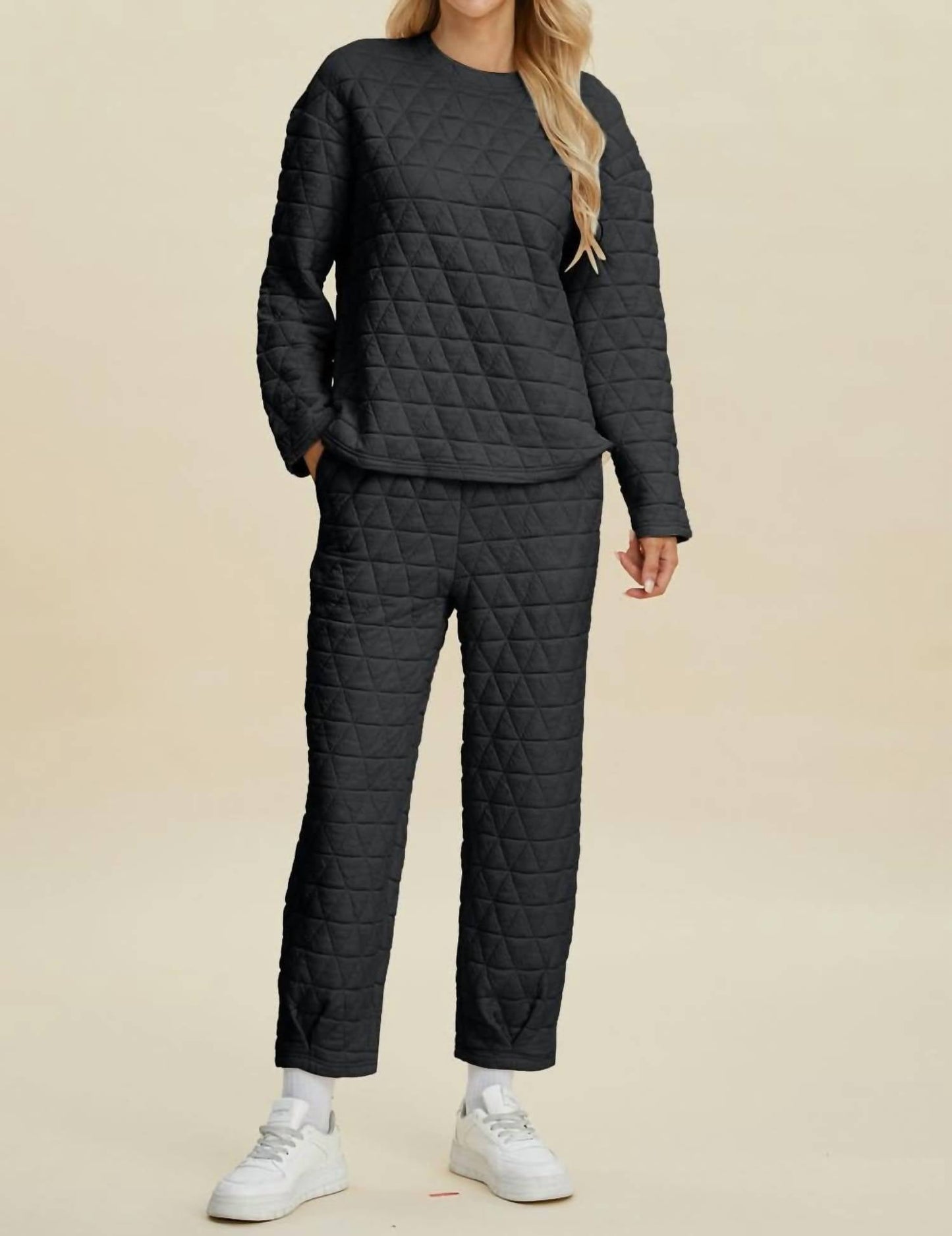 Double Take - Texture Top and Pants Set