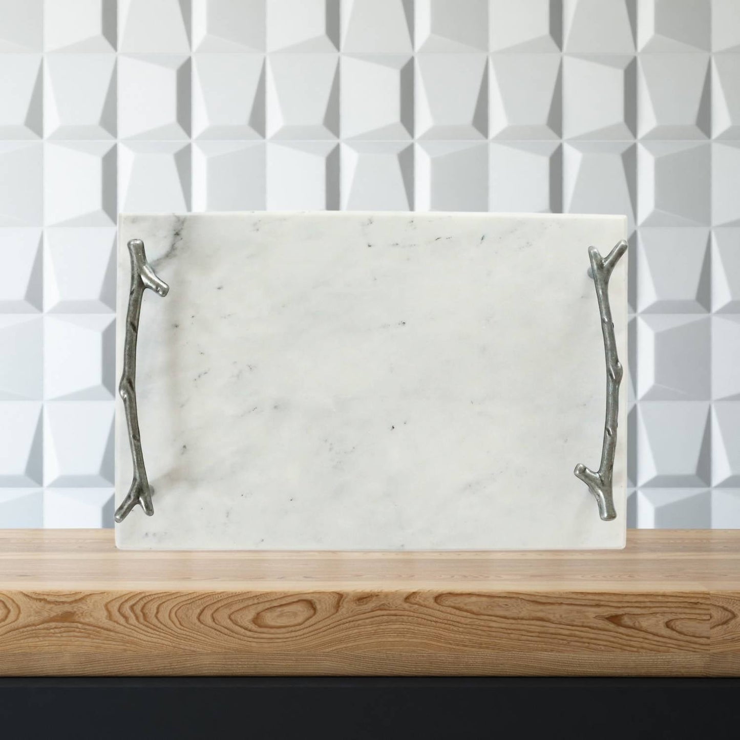 Creative Gifts International - Marble Board with Silver Branch Handles