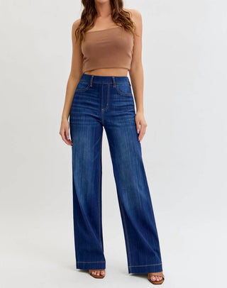 Cello - High Rise Pull-on Wide Leg Jeans