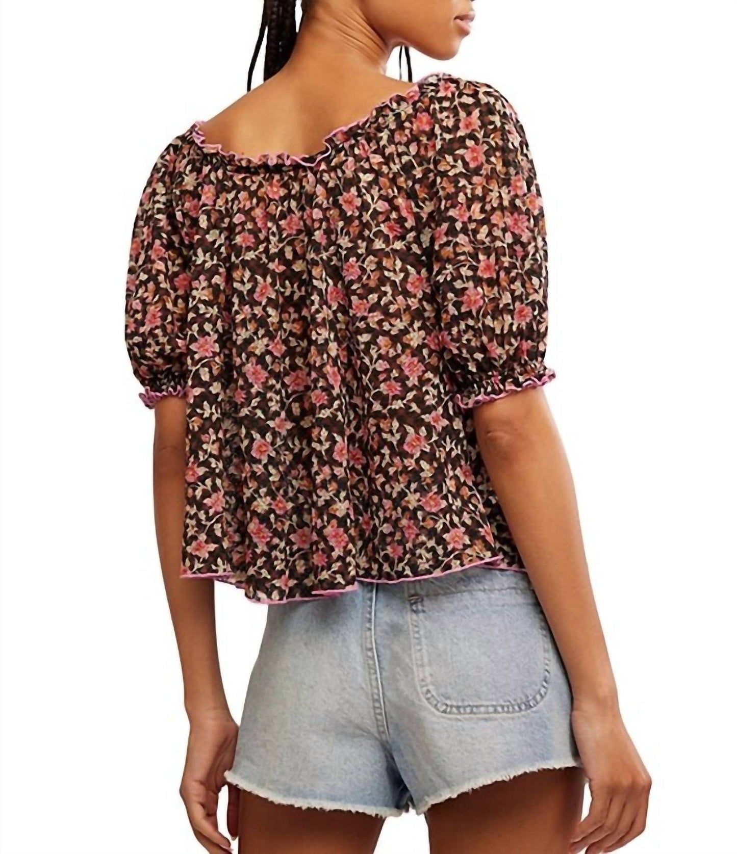 Free People - Astra Peasant Floral Print Top