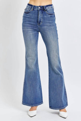 Judy Blue - Tummy Control Contrast Wash Flare Jeans