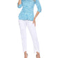 Carine - Aqua Ripples Sabrina Button Down Shirt