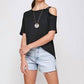 Wholesale Fashion Square - Plus Size Cold Shoulder Strappy Tee