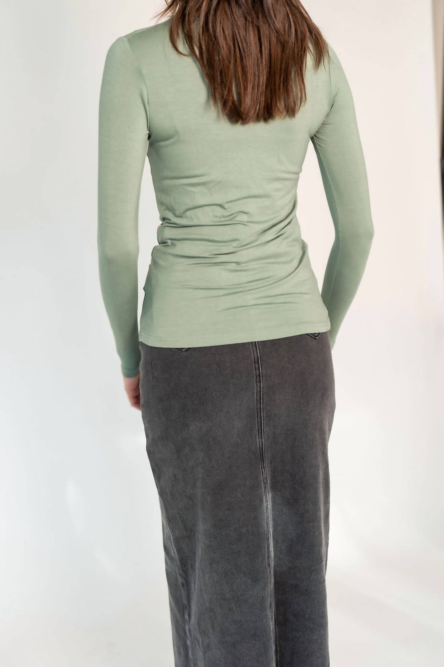 Recollection Brand - Frayed Hem Asymmetrical Stretch Denim Maxi Skirt