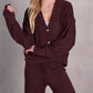 Labiz Fashion - V-neck Wide Cuff Knit Cardigan And Pants