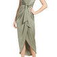 Shona Joy Luxe Tie Front Cocktail Dress Eucalyptus Size 12