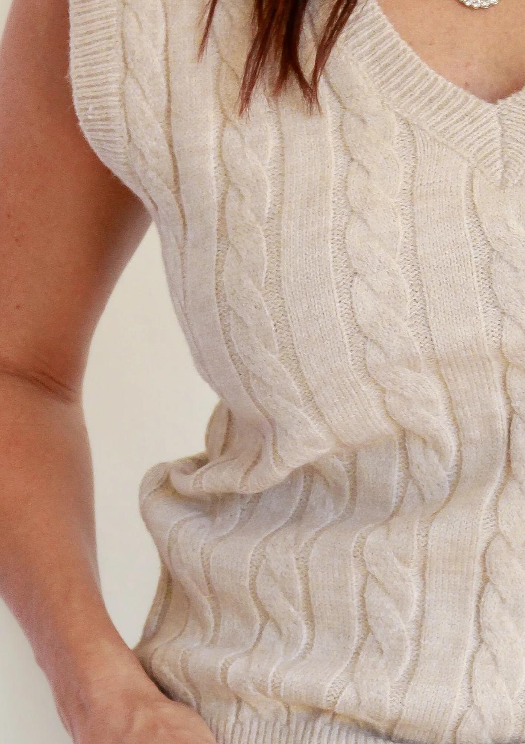 Hem & Thread - Cable V-neck Sweater Vest