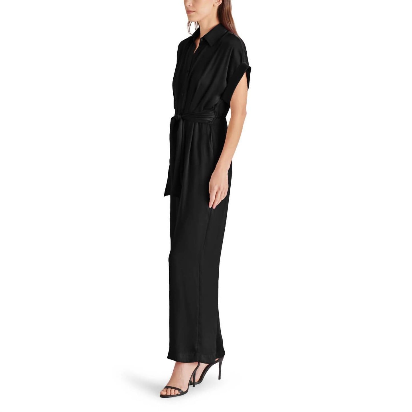 Steve Madden - Tori Tie Waist Wide Leg Satin Jumpsuit