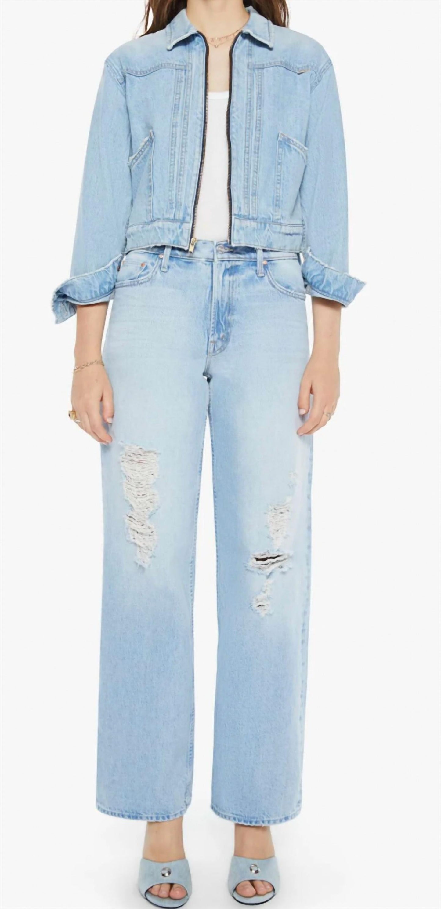 Mother - The Duo Shorty Cropped Denim Jacket