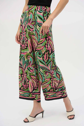 Joseph Ribkoff - Woven Paisley Print Wide-leg Pants