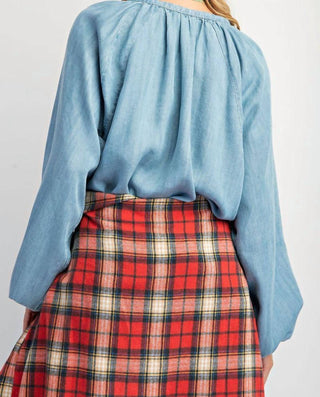 Easel - Washed Chambray Flare Tunic