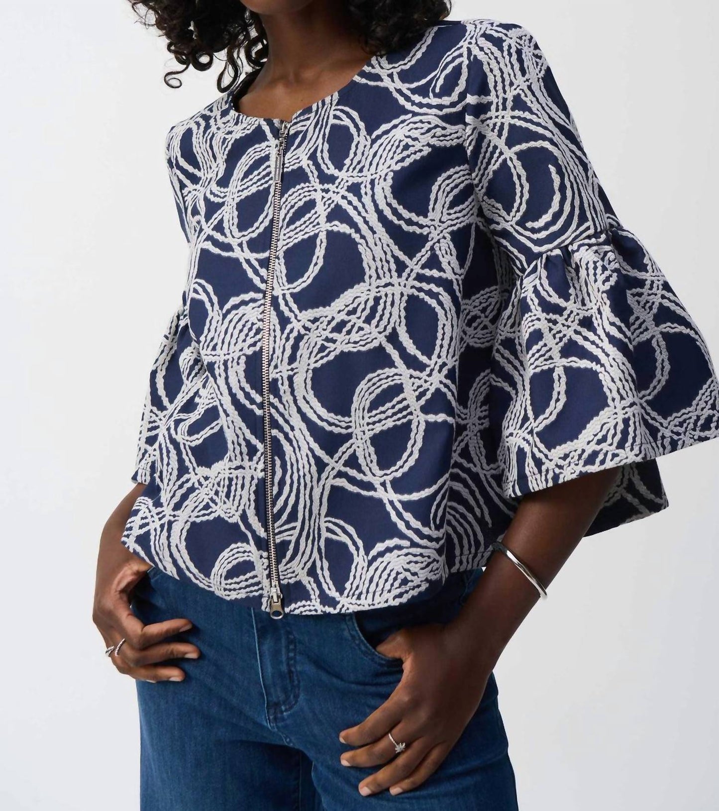 Joseph Ribkoff - Abstract Jacquard Trapeze Jacket