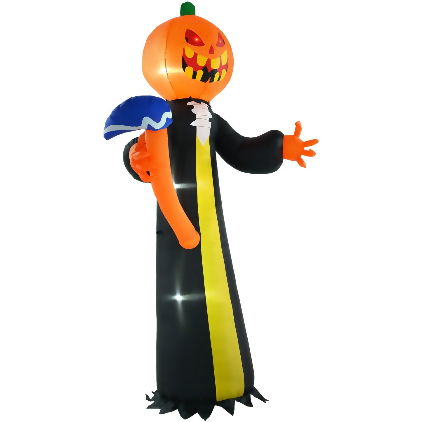 10-Foot Inflatable Pumpkin Ghost with LED Illumination and Hammer Prop