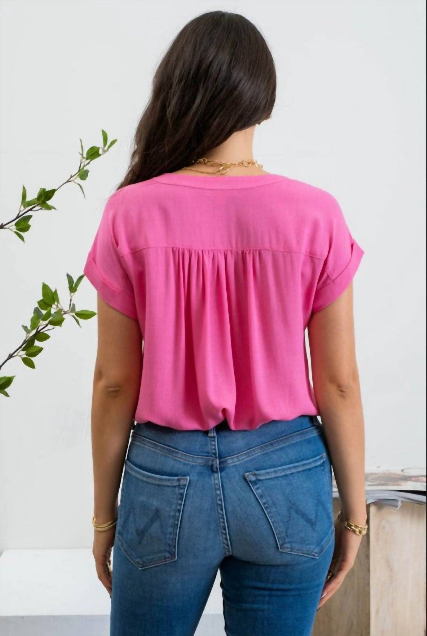 Blu Pepper - Short Roll Sleeve Button Down Shirt