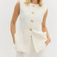 Entro - Sleeveless Gold Button Detail Top