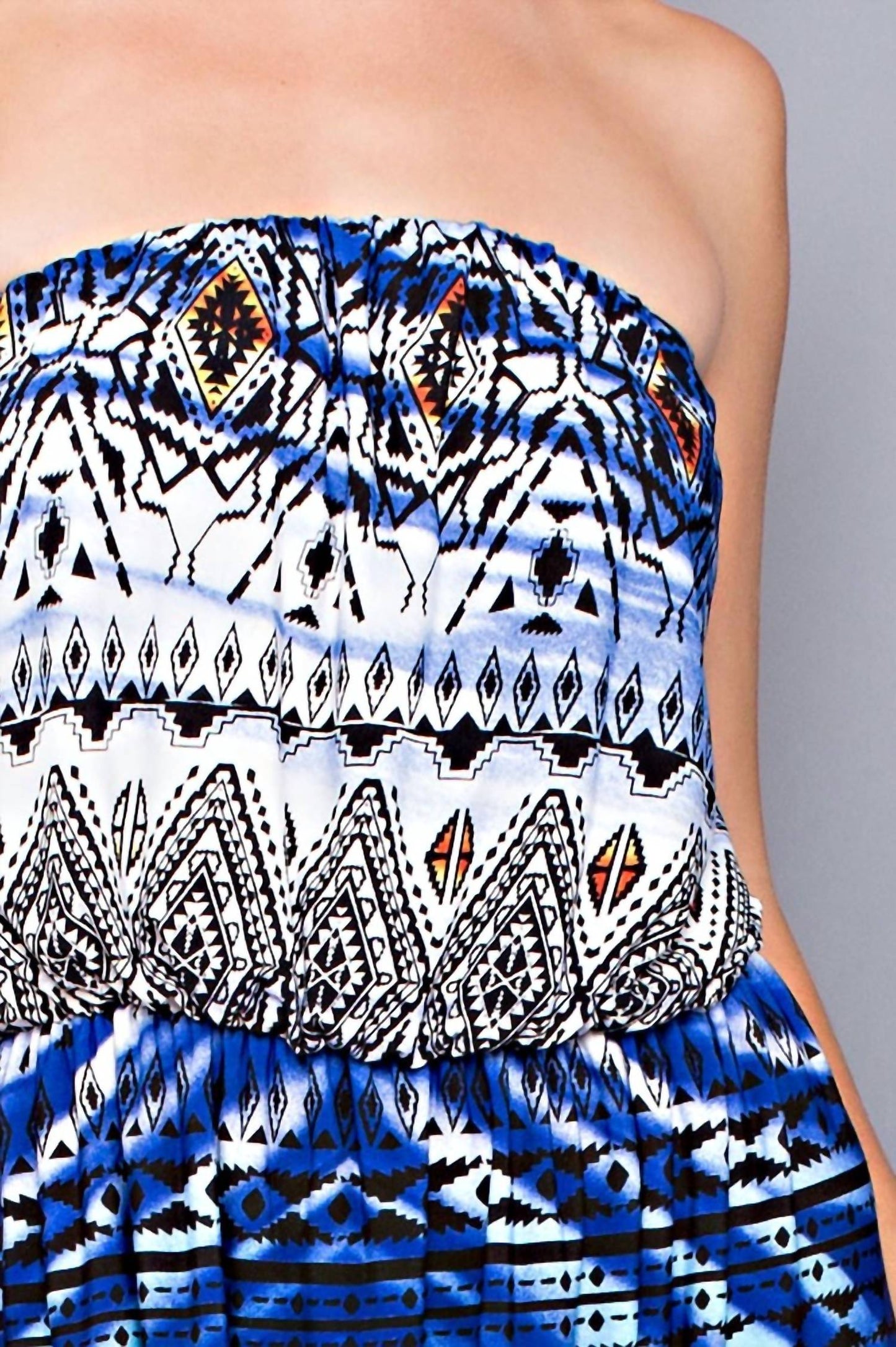 143 Story - Aztec Strapless Maxi Dress
