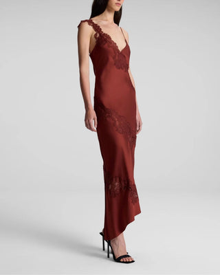 A.L.C. - STELLA SATIN AND LACE MIDI DRESS