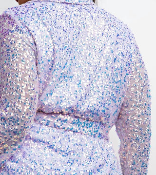 The Curve La - Plus Size Sequins Shirt And Wide-leg Pants Set