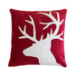 Holiday Reindeer Velvet Accent Pillow 20x20 – Red and White with Insert