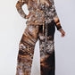 The Curve La - Plus Size Knit Long Sleeve Shirt Top And Wide Leg Pants Set