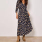 Apricot - Leaf Print Wrap Maxi Dress