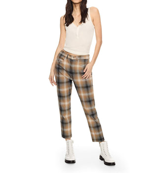 On This Day - Linen-blend Shadow Plaid Tapered Pants