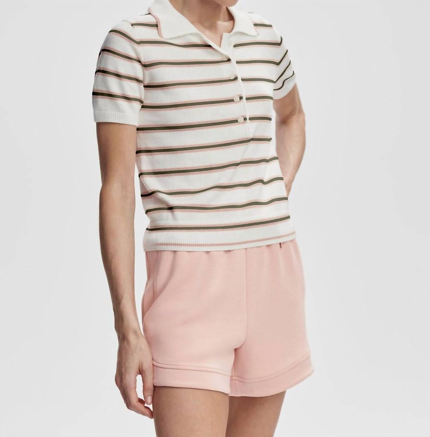 Varley - Faustine Button Stripe Neck Polo