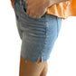 Risen - High Rise Raw Cut Denim Shorts