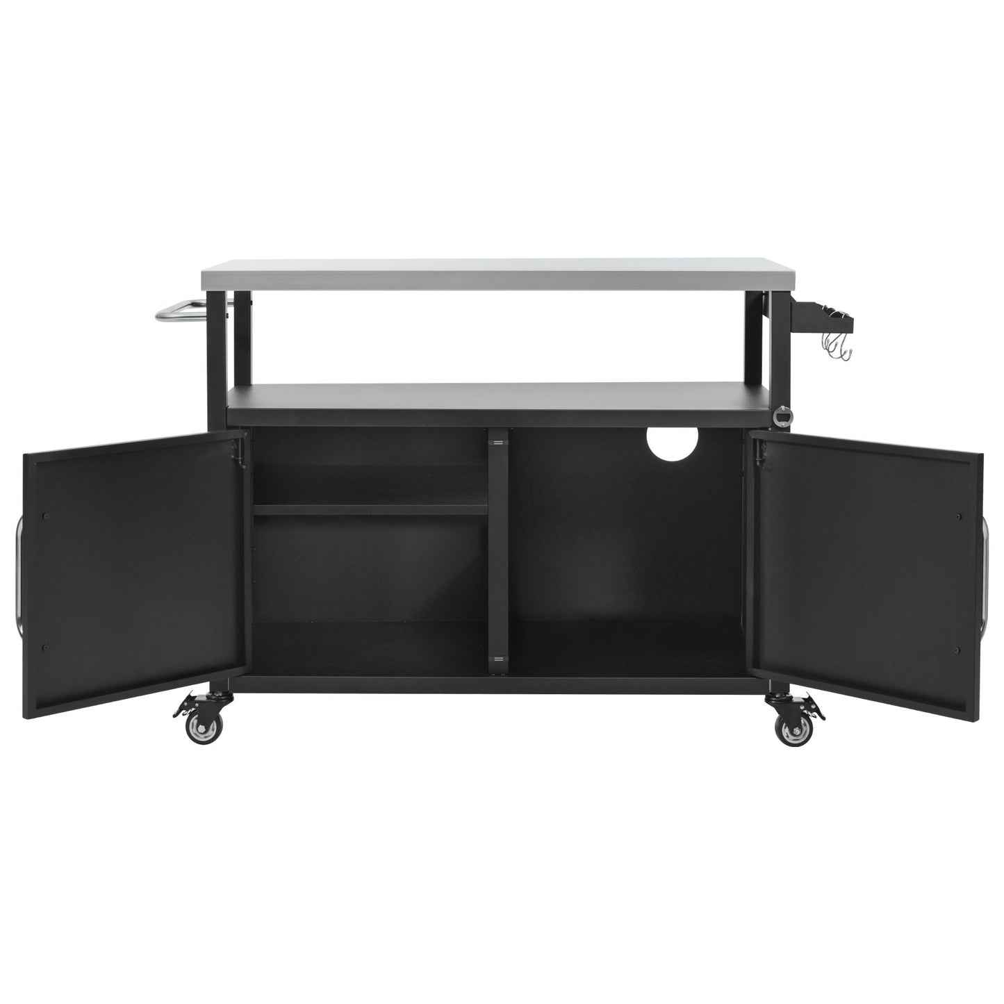 K&K 54.5 Inch Outdoor Kitchen Island with Stainless Steel Tabletop