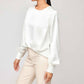 Fifteen Twenty - Blouson Satin Long Sleeves Top