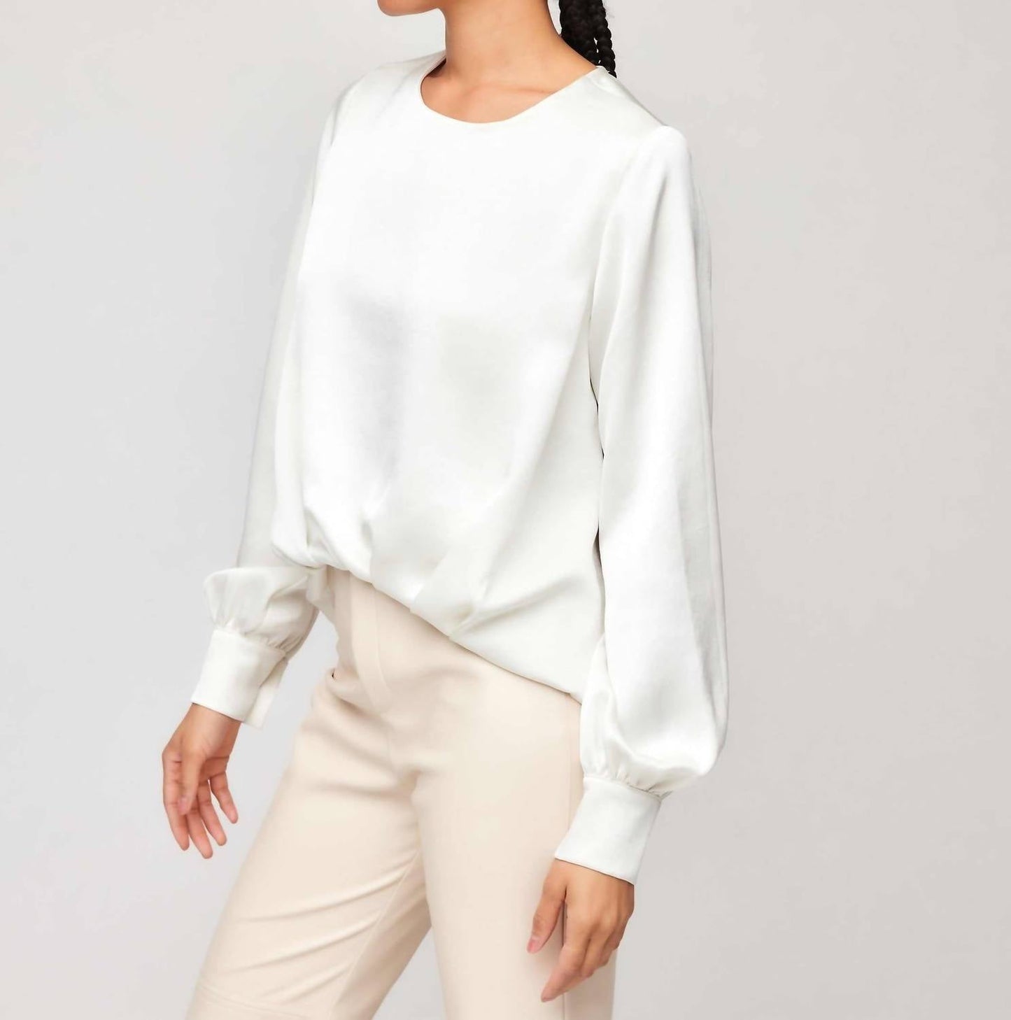 Fifteen Twenty - Blouson Satin Long Sleeves Top