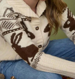 Blu Pepper - Bunny Jacquard Collared Cardigan