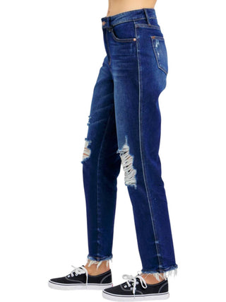 Judy Blue - High Waist Rigid Magic Heavy Destroy Straight Jeans