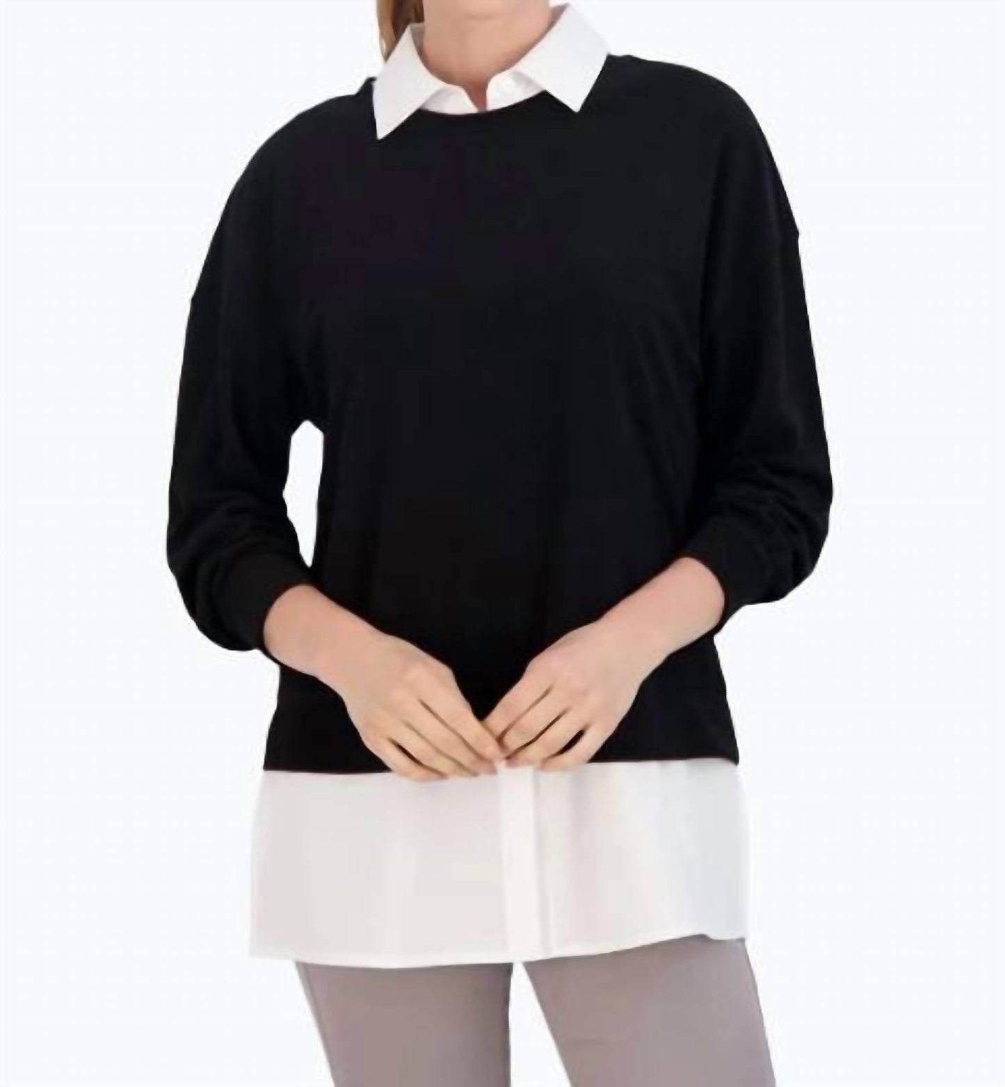 Foxcroft - Sasha Knit-Woven Sleeveless Layering Tunic