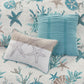 6 Piece Cotton Sateen Quilt Set with Throw Pillows Aqua Full/Queen