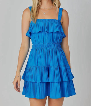 Baby Pink - Pleated Tiered Elastic Detail Mini Dress