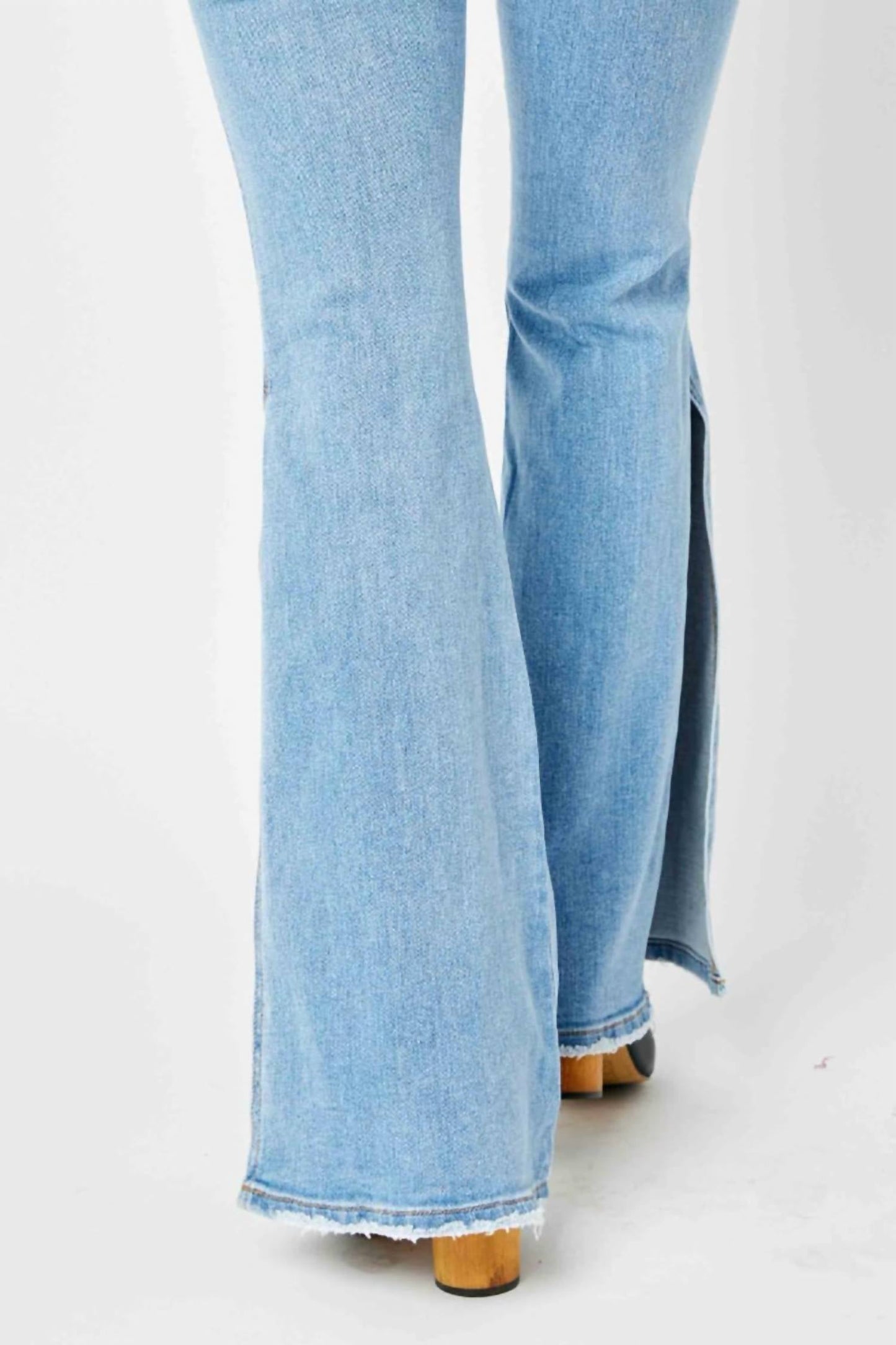 Judy Blue - Mid-rise Peak-a-boot Hem Slit Flare Jeans